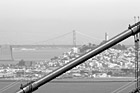Black & White Close Up of Golden Gate Bridge & Bay Bridge in View preview