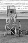 Black & White Lifeguard Chair on Beach preview