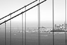 Black & White Bay Bridge seen through Golden Gate Bridge preview
