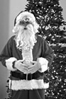 Black & White Santa Standing in Front of Christmas Tree preview