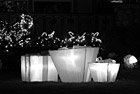 Black & White Lit Up Christmas Presents in Yard preview