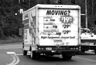 Black & White Back of a Uhaul Moving Truck preview
