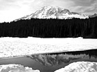 Black & White Mt. Rainier at Snow Covered Reflection Lake preview