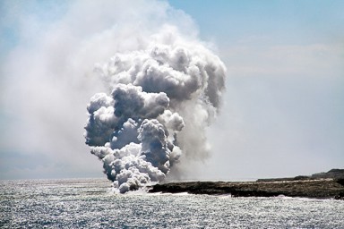 Lava Entering the Ocean Photo in Hawaii