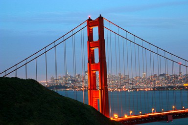 Golden Gate Bridge at Night and San Francisco City Photo