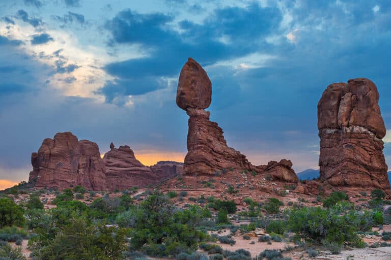 Balanced Rock During Sunrise in Arches National Park (Photo)